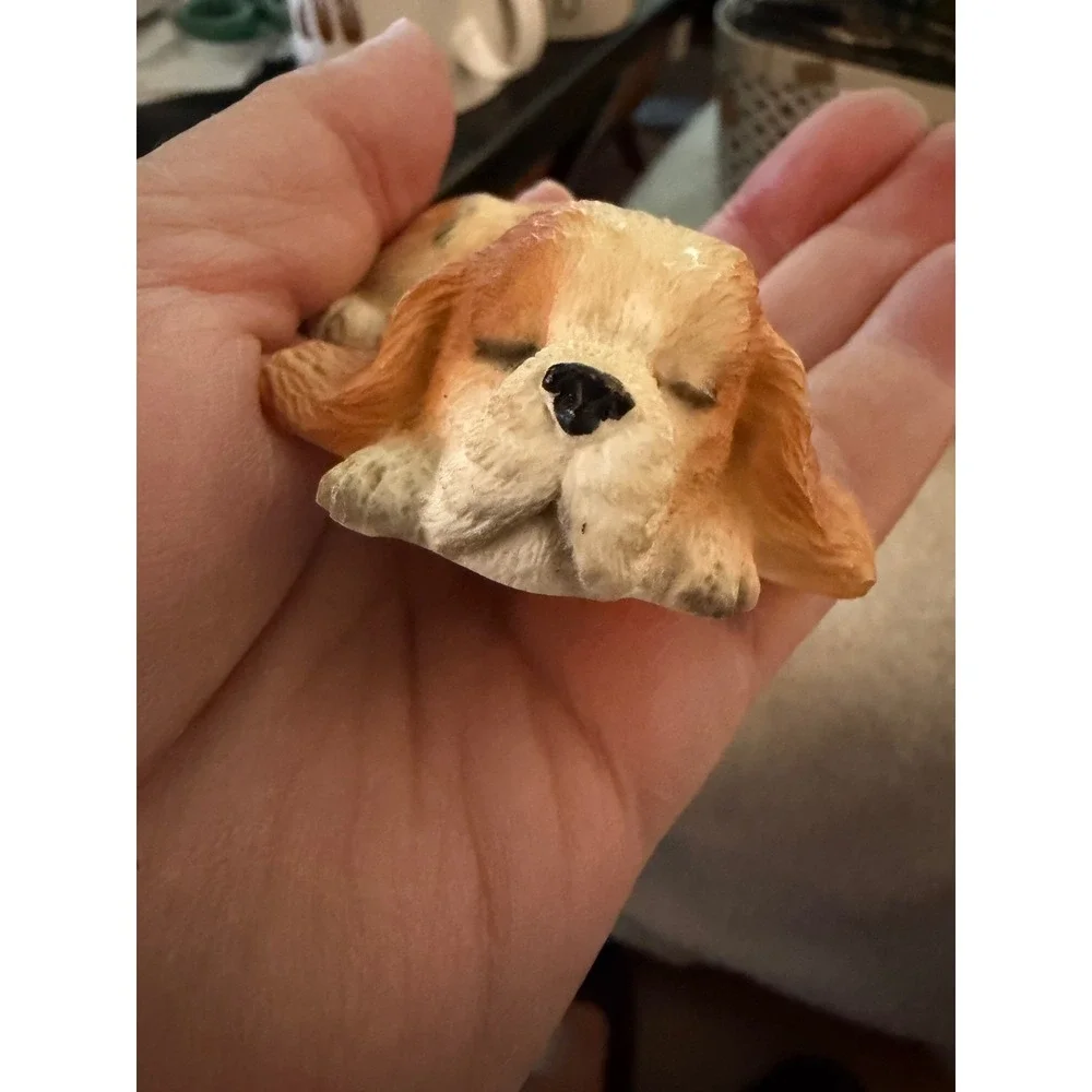 Castagna Sleeping Cocker Spaniel Dog Figurine Small Tan Vintage